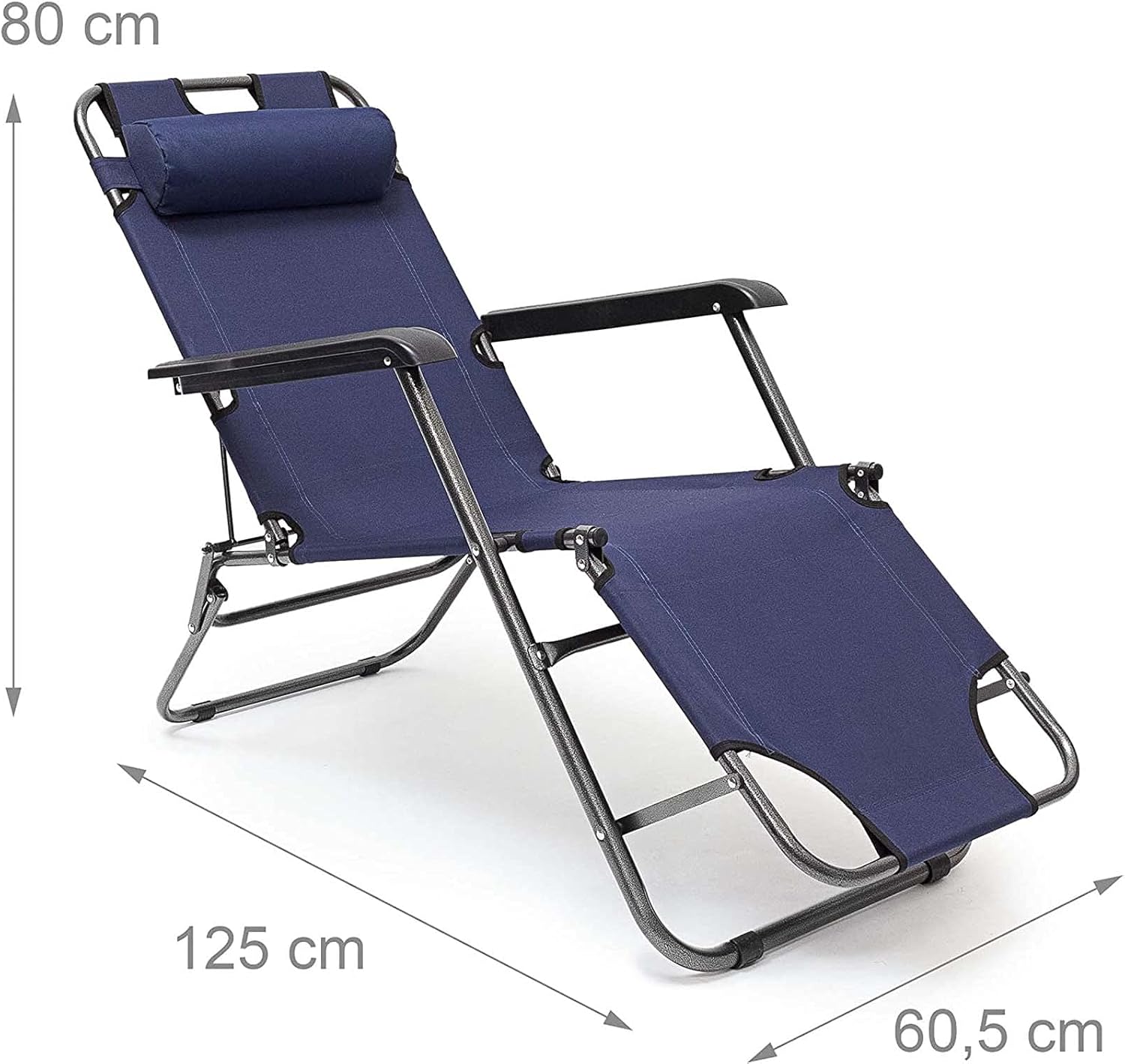 Patio Recliner Lounge Chair, Deck Folding Recliner Zero Gravity Outdoor Chair with Head Pillow, Foldable Reclining Chair for Beach Garden Outdoor Camping Bed