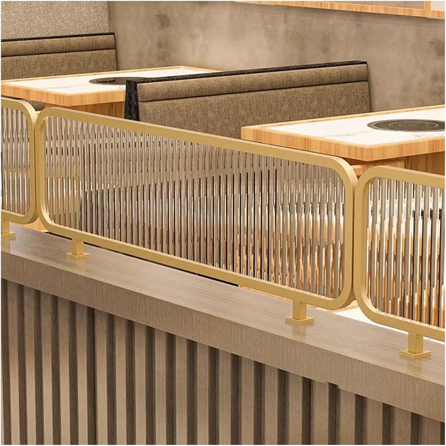 Ironwork Semi-Privacy Low Fence Desk Divider - Stylish Raised Striped Partitions for Restaurants, Dining Areas & Offices - Decorative Grille for Enhanced Space Sepa