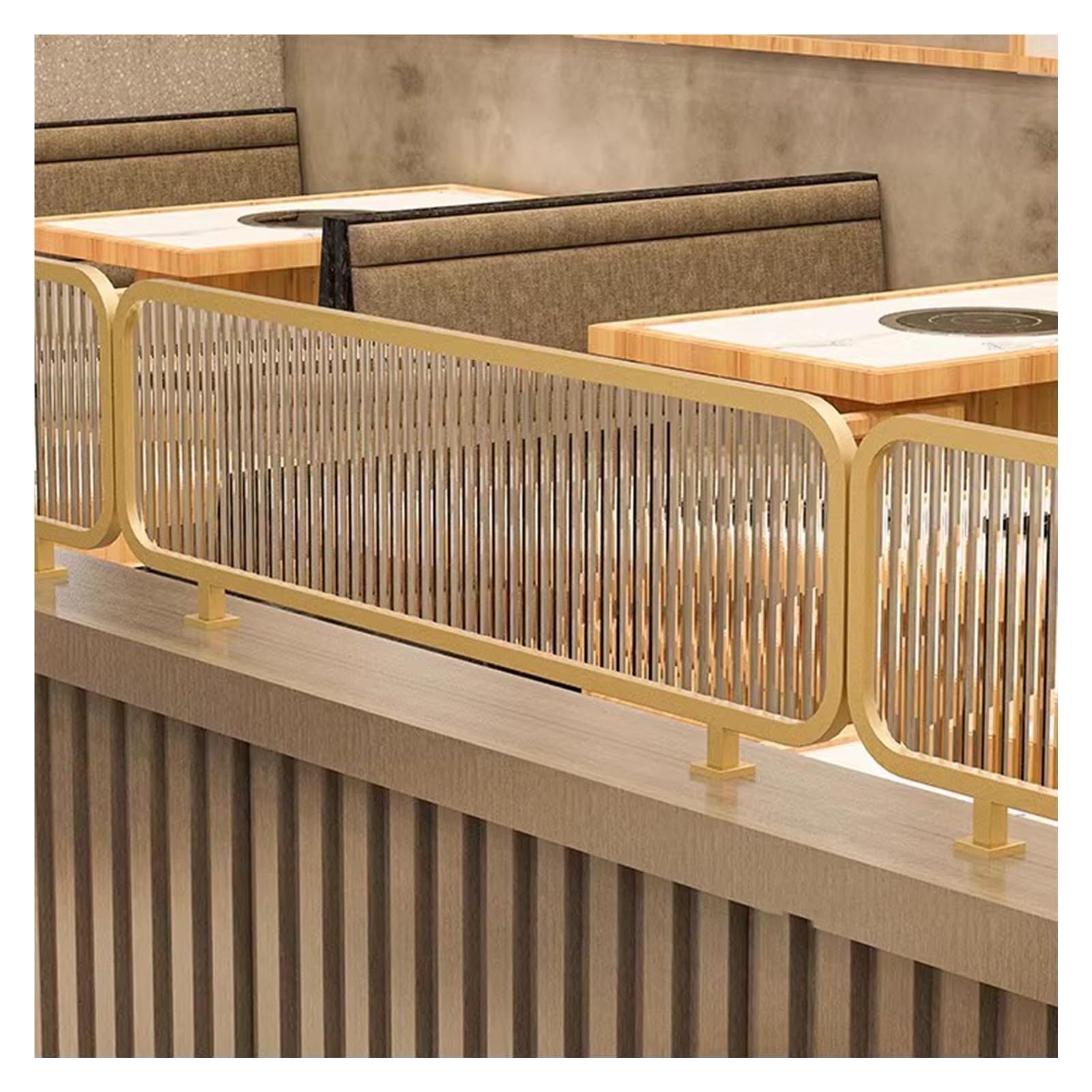 MSHGSKU Dividers for Dining Areas, Raised Striped Restaurant Decorative Partitions Grille, Ironwork Semi-Privacy Half Wall 30cm Low Fence Desk Divider (Color : Gold, Size : 30x80cm)