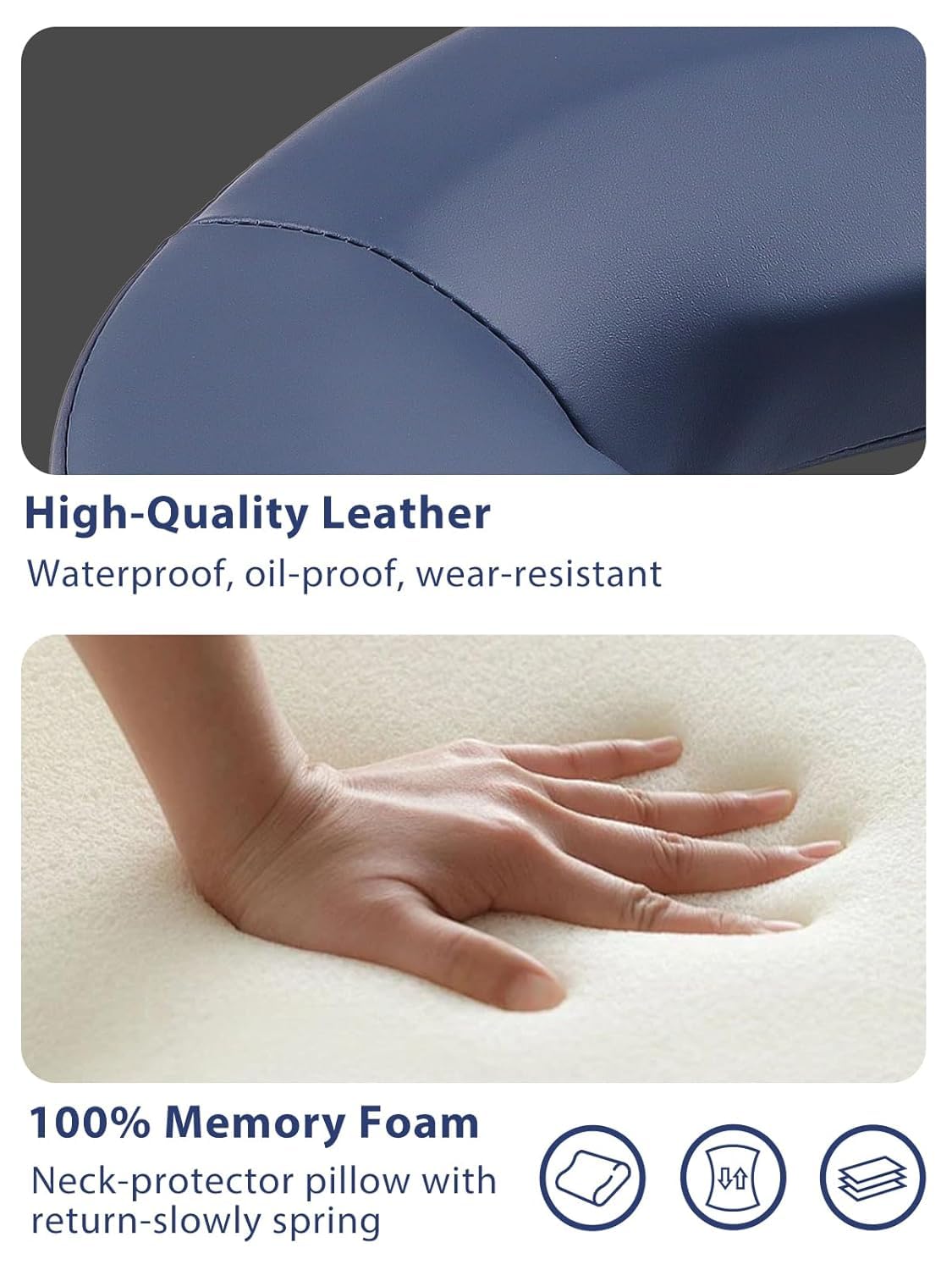 EBANKU Kit per massaggi per materasso, poggiatesta regolabile, cuscino a faccia in giù con bracciolo per lettino da massaggio per letto a casa (blu)