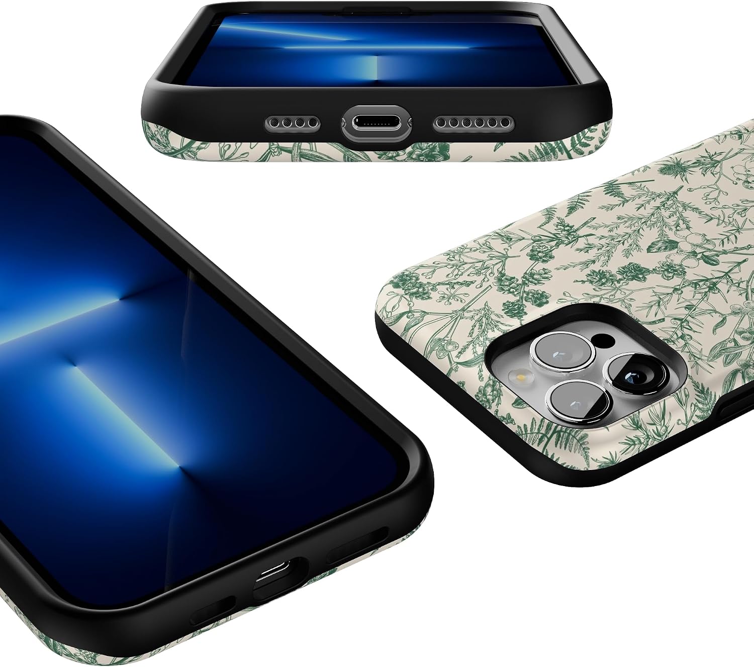 Casely iPhone 13 Pro Max Case | Sage Garden | Green Floral | Bold Protective Design | Compatible with MagSafe