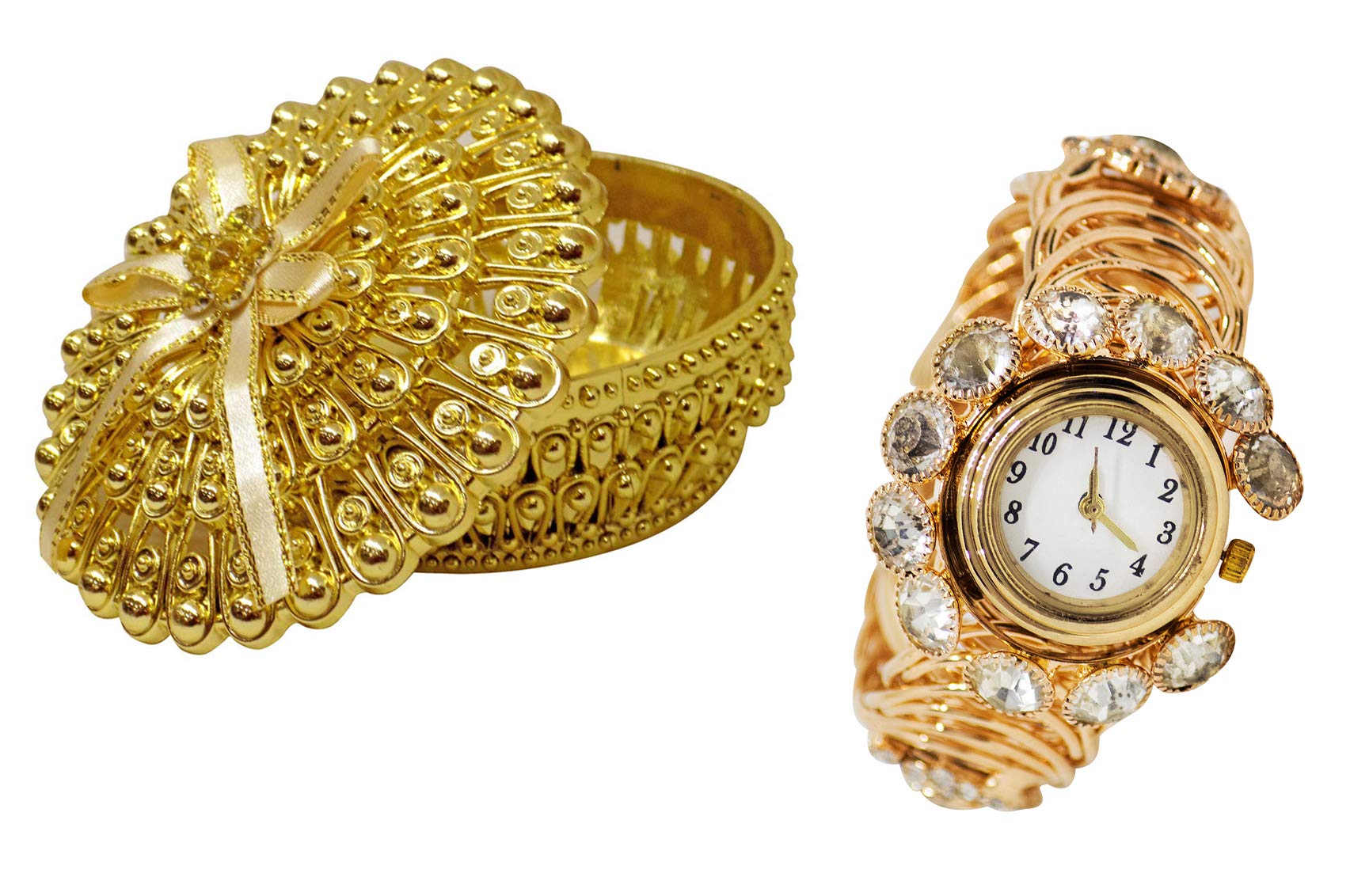 MAJIK Womens Stone Decorative Wrist Watch (Golden) (B08LNC7J31) Amazon Price History, Amazon Price Tracker