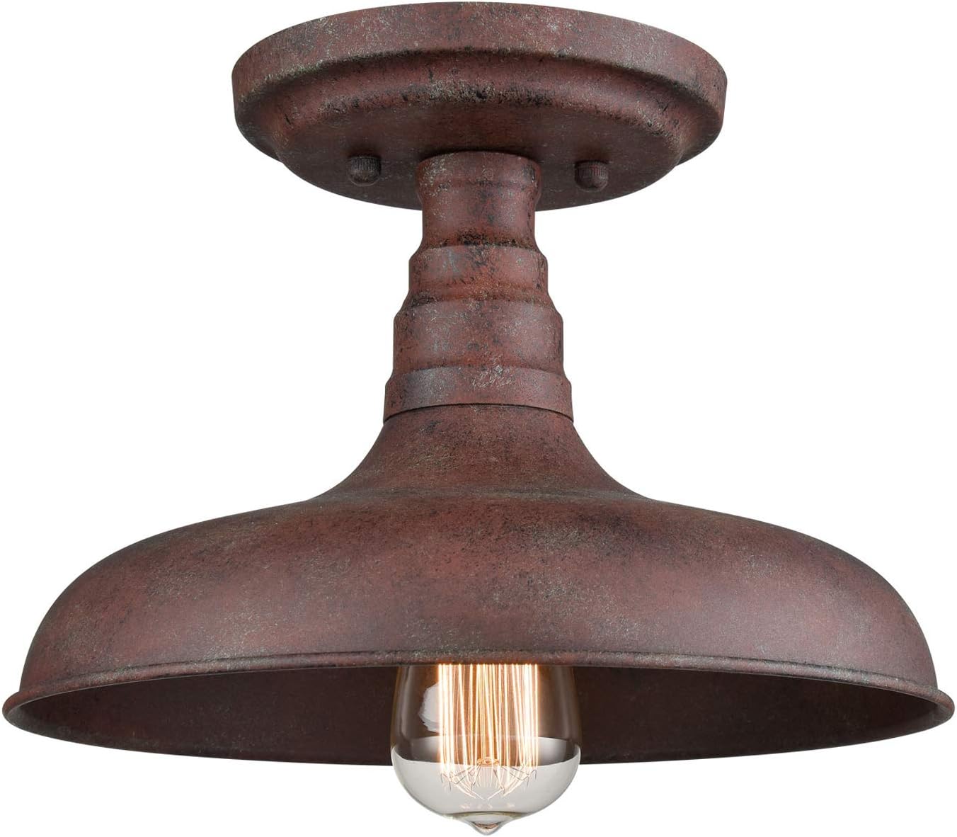 DANSEER Lighting Vintage Retro Rustic Metal Barn Semi Flush Mount Ceiling Light Rust Finish