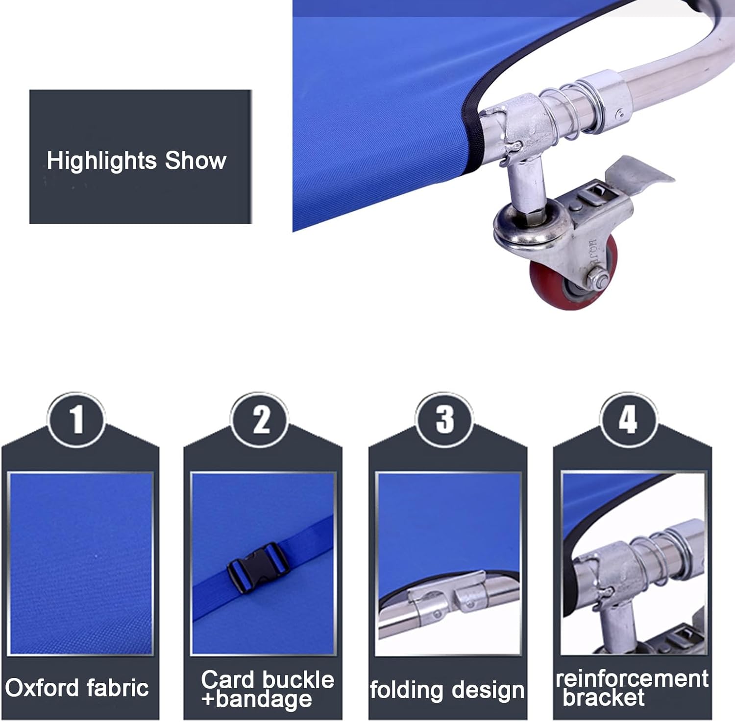 Folding Stretcher, Medical Rescue Stretcher, 4 Wheels Portative Stretcher Rescue, Spine Board Stretcher Immobilization, for Patient Transport, Outdoor Camping, Sports Venues