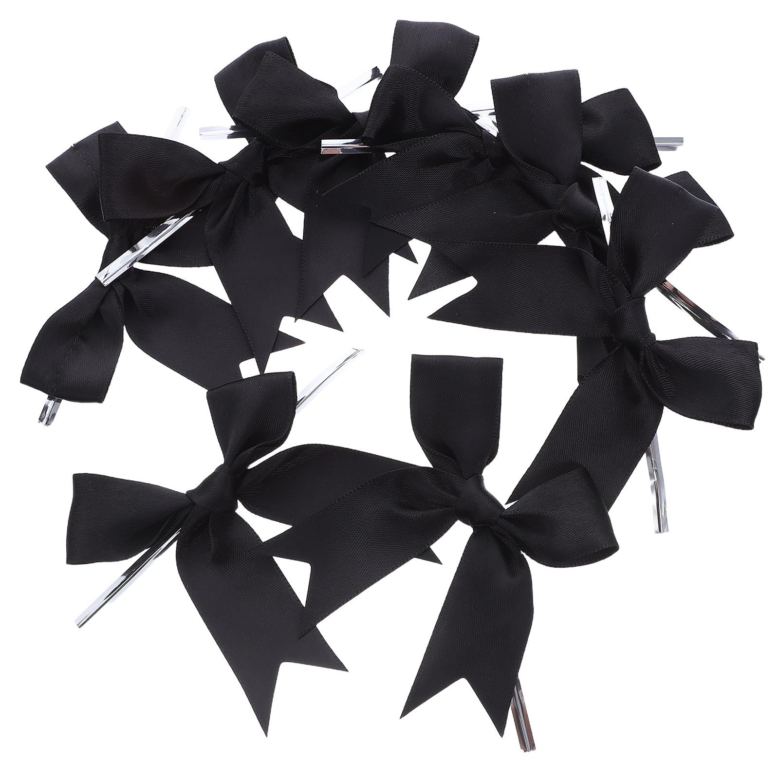 Lazos pequeños de cinta negra con alambre flexible para amarrar bolsas de regalos
