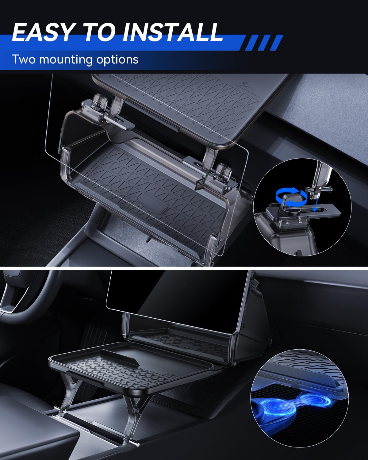 3-in-1 Organizer sotto Display per Tesla Model Y 2020-2025 e Model 3 2016-2025 Piccolo tavolo portaoggetti dietro lo schermo Tesla Juniper Highland Accessori