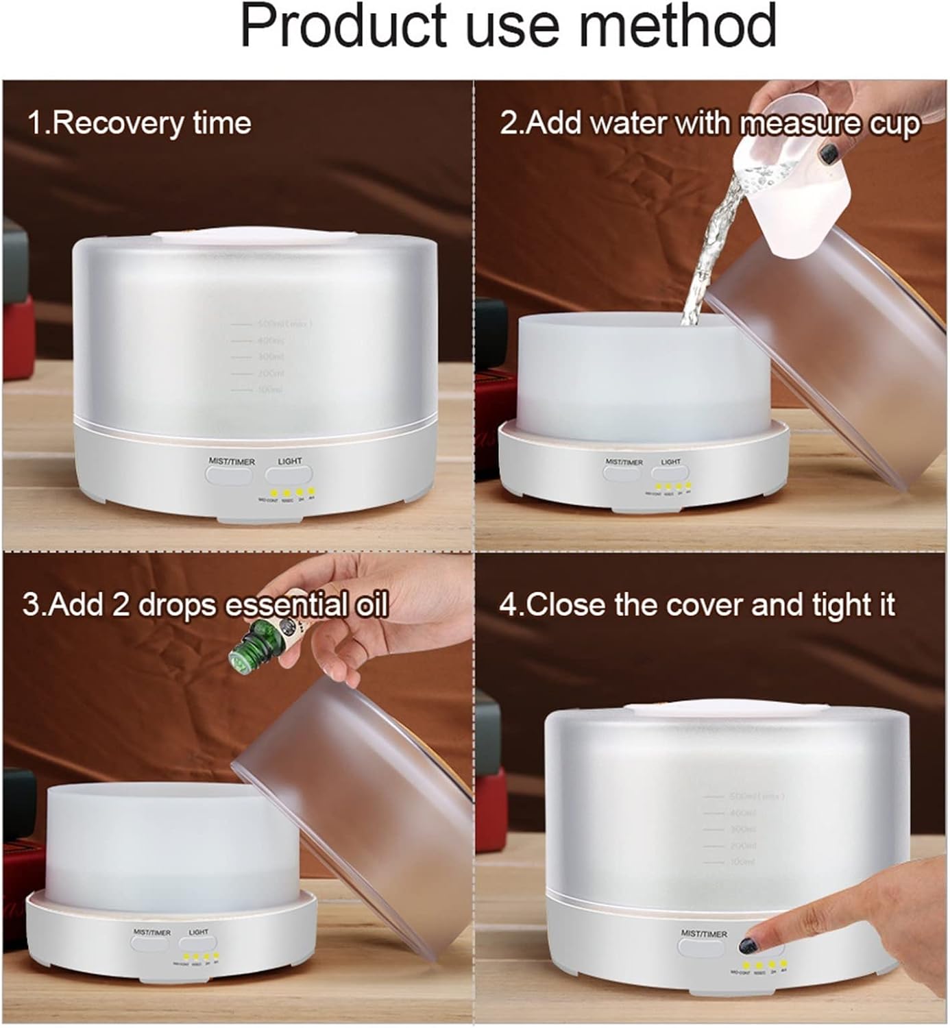Electric Aroma Diffuser Air Humidifier Ultrasonic Cool Mist Maker Fogger Essential Oil Diffuser for Home Office 300ML Mist Humidifier (Color : M 1) (M 1)