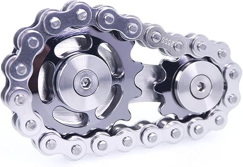 Miniatura 7 de Fidget Spinner, eslabón de la cadena de bicicleta Spinner diseño 2 engranajes Figity Spin Finger Games, mecánica duradera de acero inoxidable con