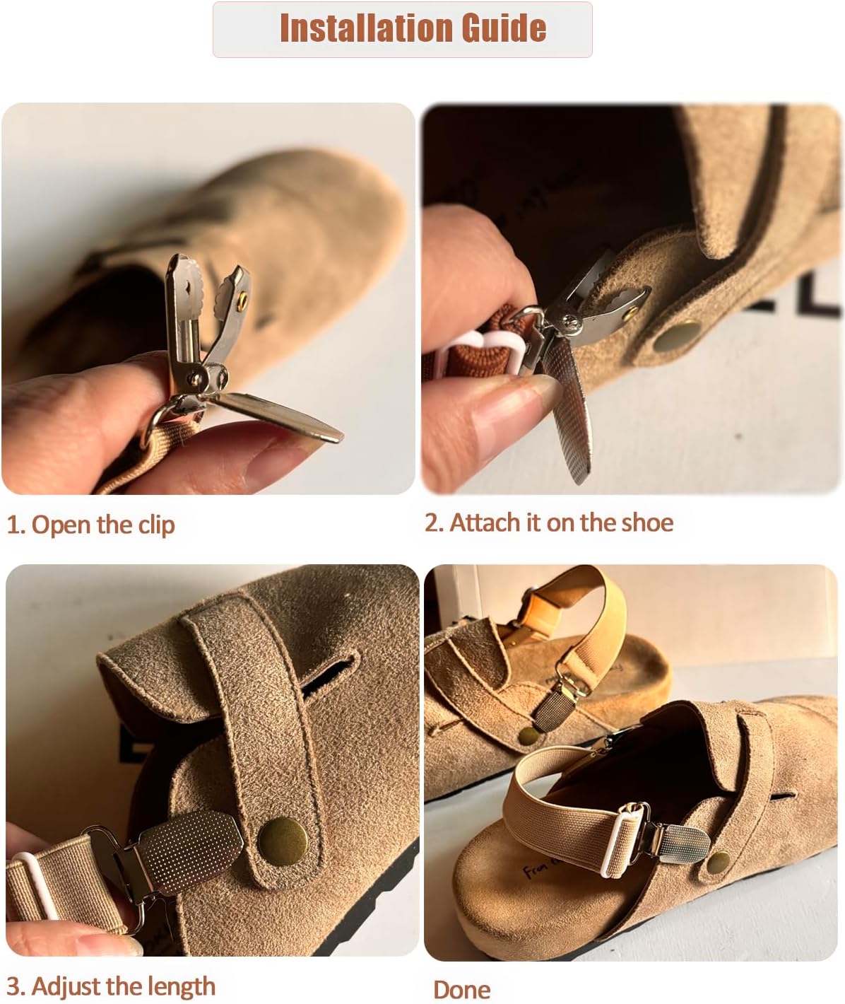 4PCS Elastic Straps for Sandals, Heel Straps for Birkenstock, Shoe Strap for Mule Footbed Clogs Shoes Accessories - Image 6