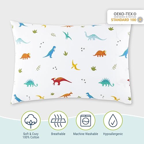 Miniatura 3 de Wildkin Funda de almohada 100% algodón para niños pequeños, hipoalergénica, suave y transpirable, dinosaurios jurásicos