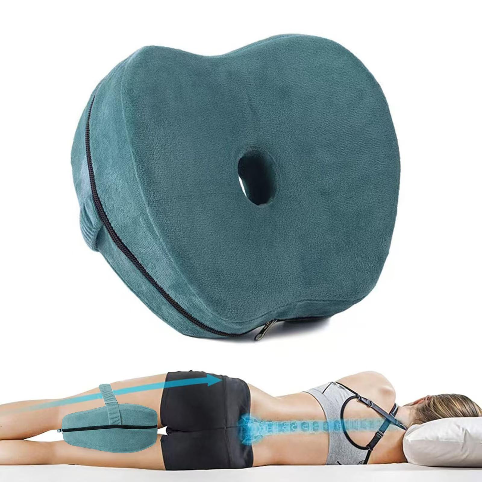 XTAIQD Leg Pillow, Knee Pillow for Sleeping on Side, Memory Foam Knee Pillow with Strap for Side Sleeper, Leg Support Cushion with Removable and Washable Cover, (L)