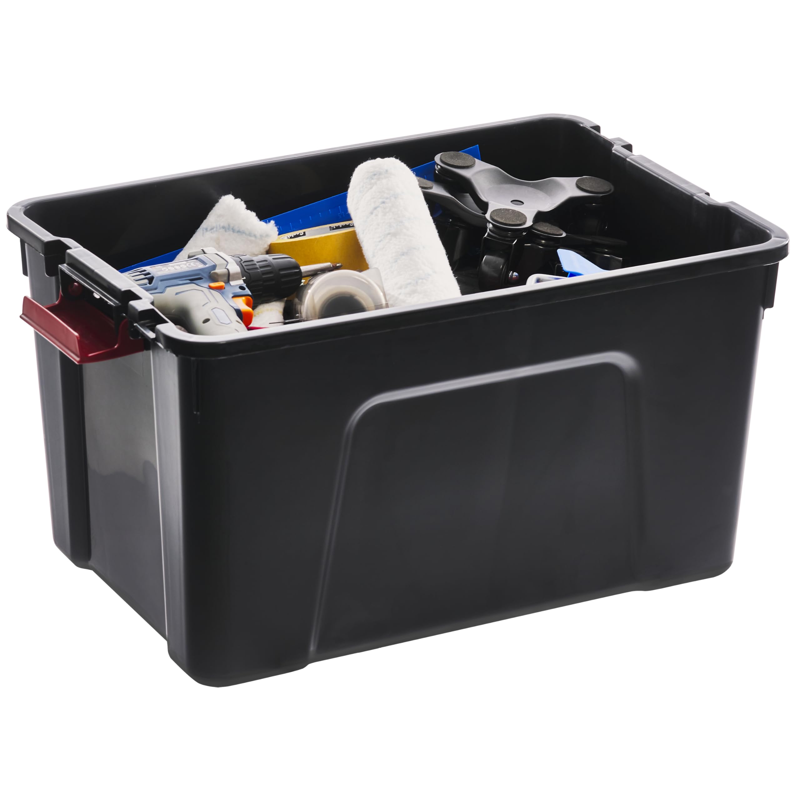 Iris Ohyama, Grandi Scatole di Stoccaggio, Resistenti con Coperchio, 60 L, Lotto di 3, Impilabili, con Chiusura a Clip, per Trasloco, Soffitta, Attrezzi, Senza BPA, Garage, Contenitore, DDSIA-60