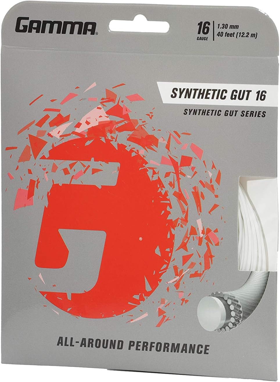Gamma Synthetic Gut 16G Tennis String, White : Racket String : Sports & Outdoors
