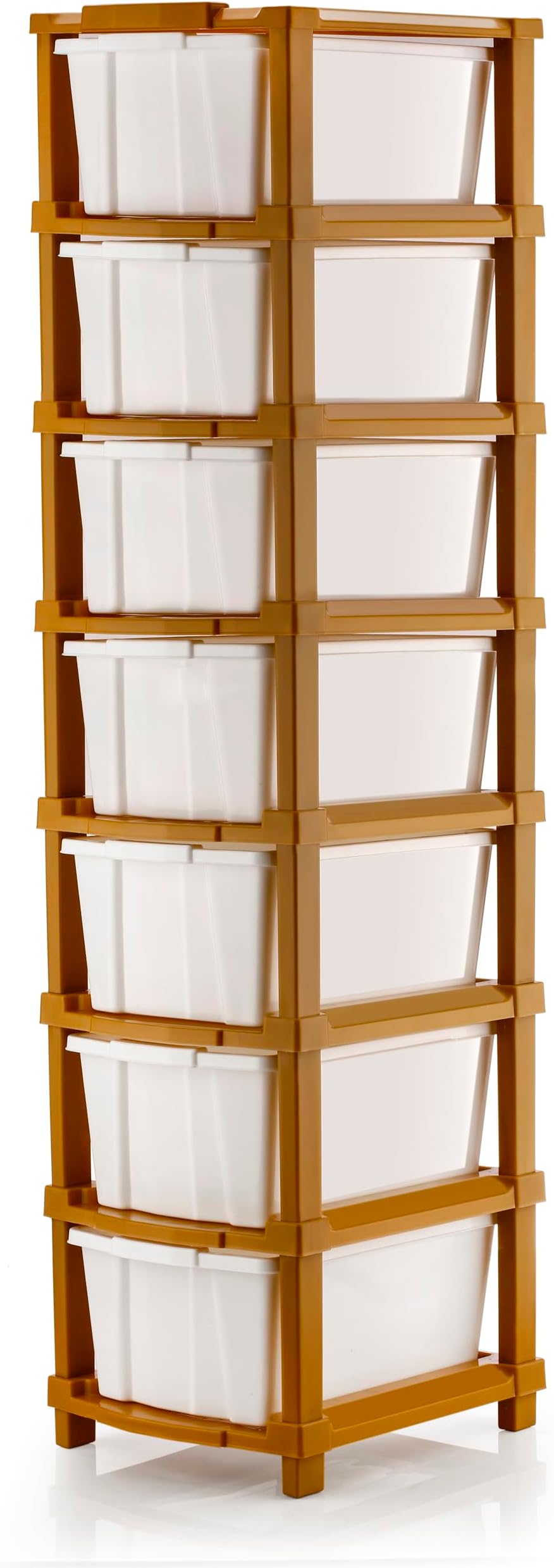 - Plastic Drawer Organizer Self Standard Rectangular Multi Purpose Modular Drawer System Large Chest of Drawer Organizer for Home Office,Product Dimension When assembeled (7 Layer, White)