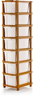 Plastic Drawer Organizer Self Standard Rectangular Multi Purpose Modular Drawer System Large Chest of Drawer Organizer for Home Office,Product Dimension When assembeled (7 Layer, White)
