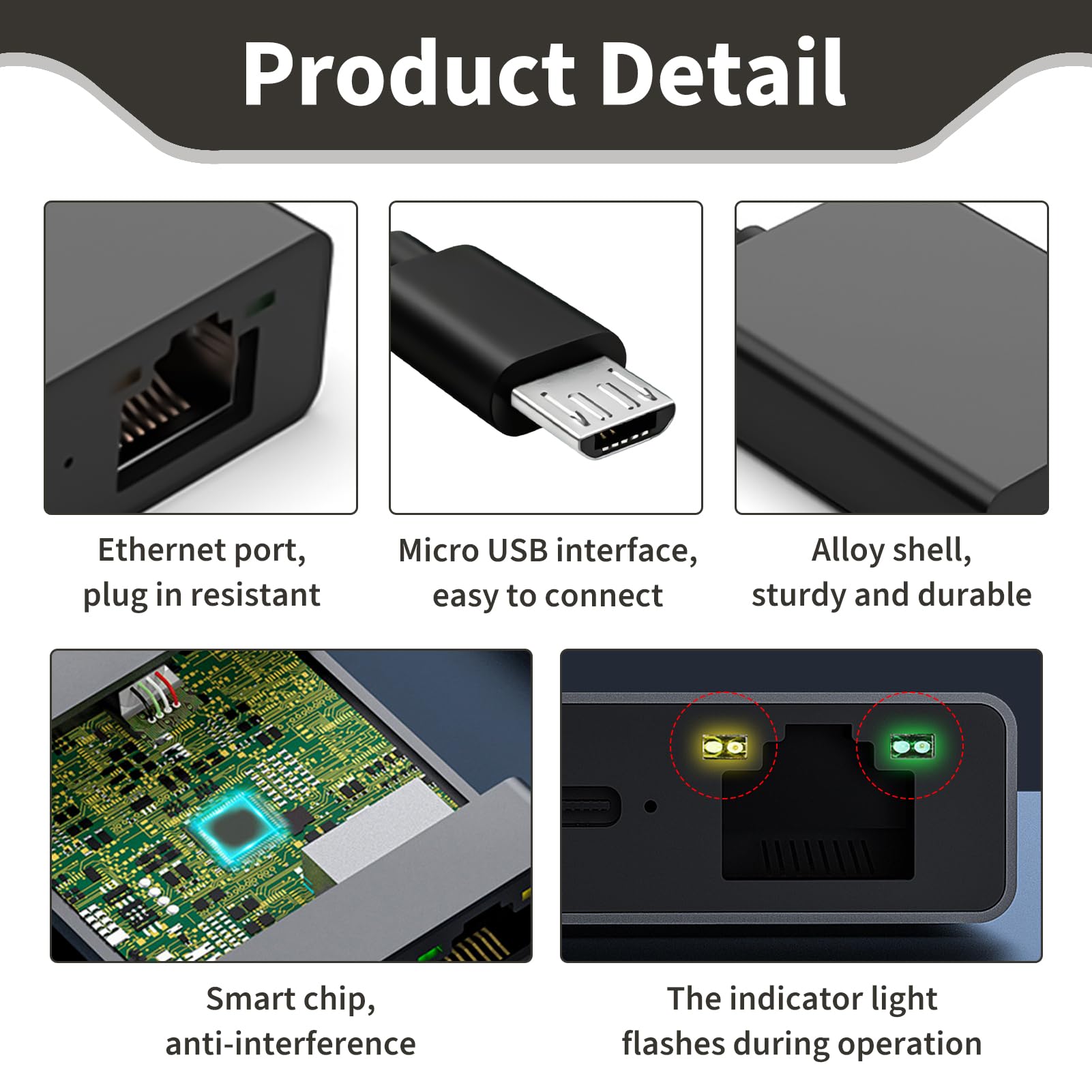 Adaptateur Ethernet pour Fire TV Stick, RJ45 Micro USB, Compatible Chromecast Google Home