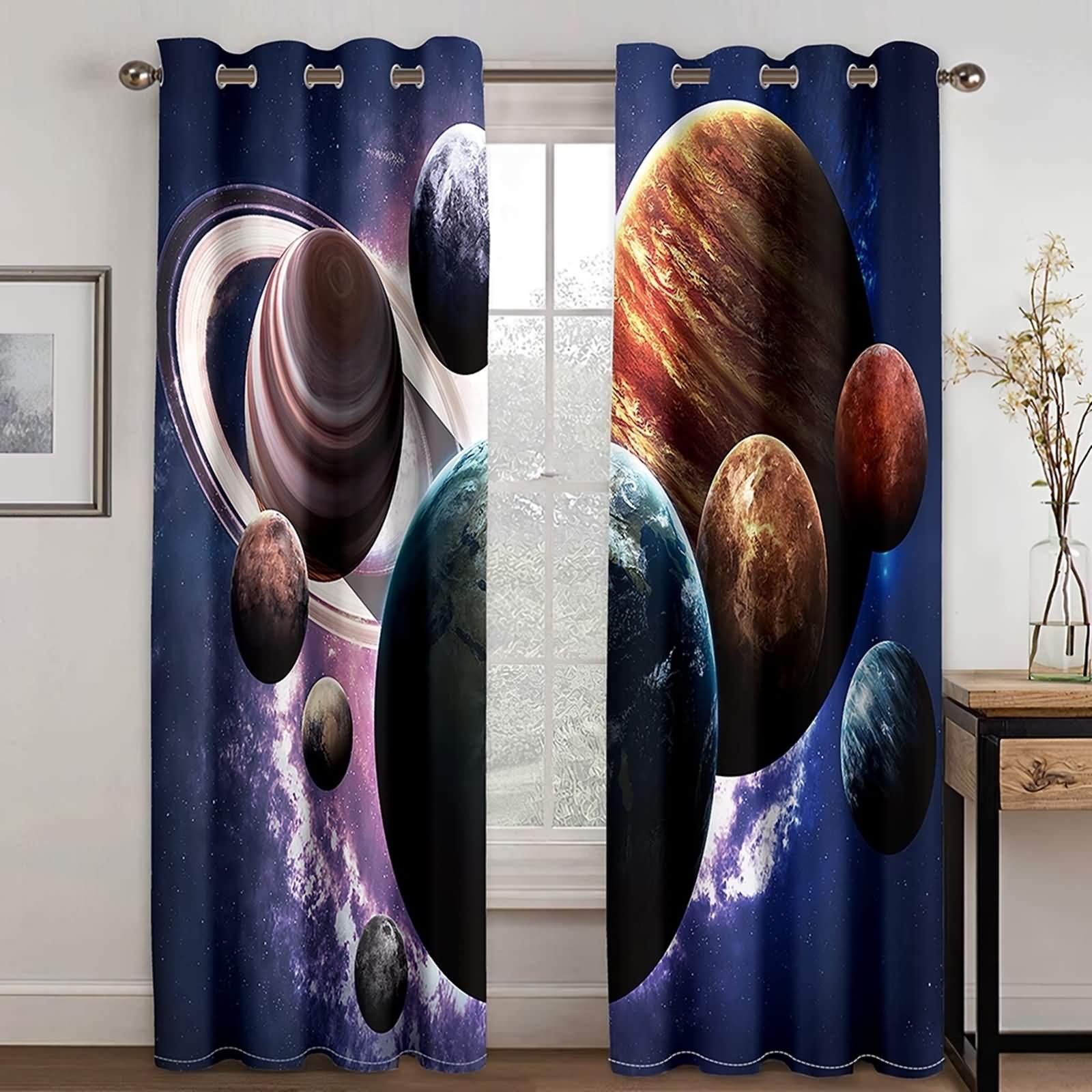 Rideau occultant isolation thermique L 214 x H 244 cm bleu brun KnSam