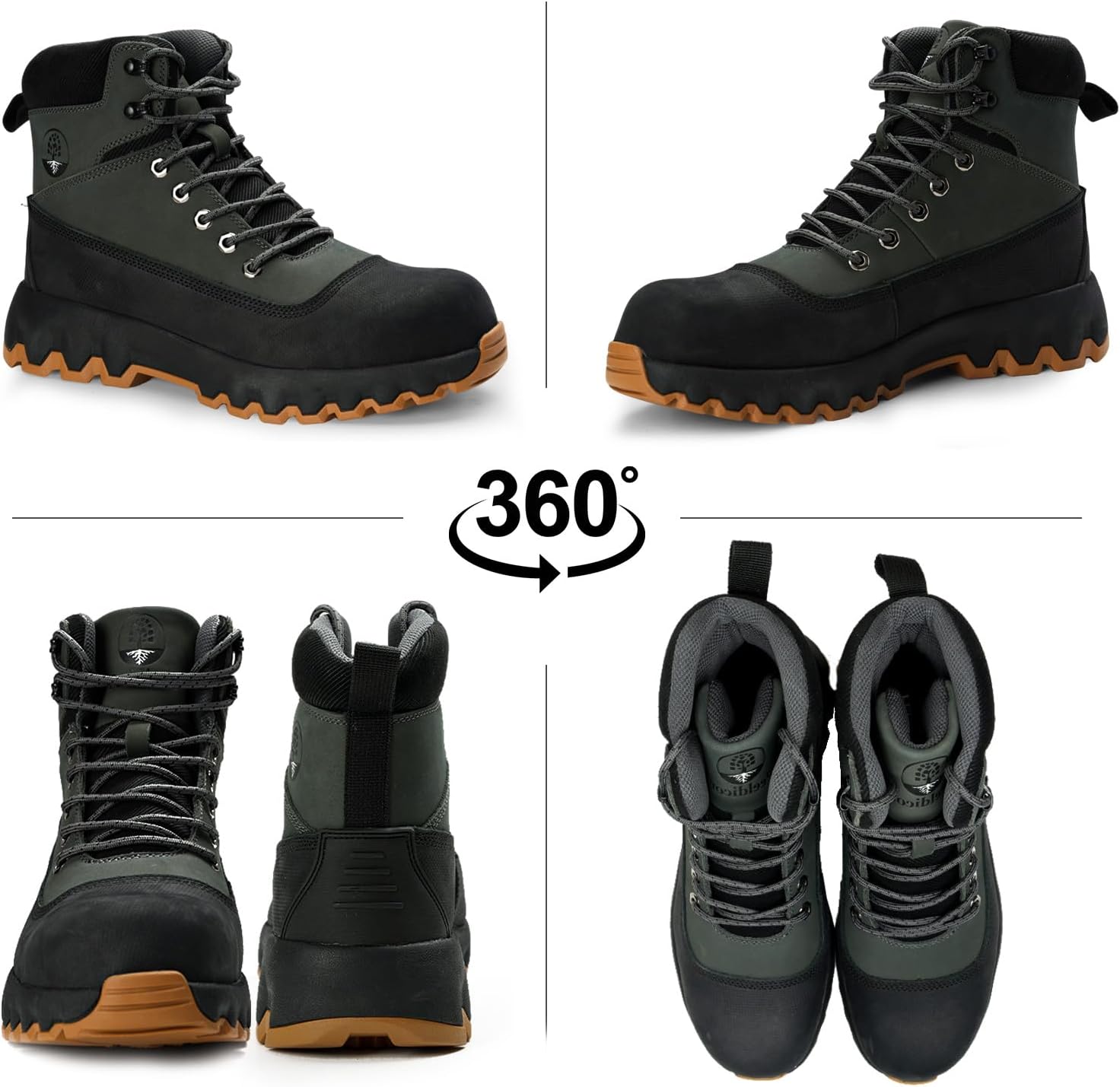 Mens work boots Composite Toe Boots for Men Genuine Leather Rubber Sole No Slip Waterproof Shoes Industrial & Construction Safety boots - Image 4