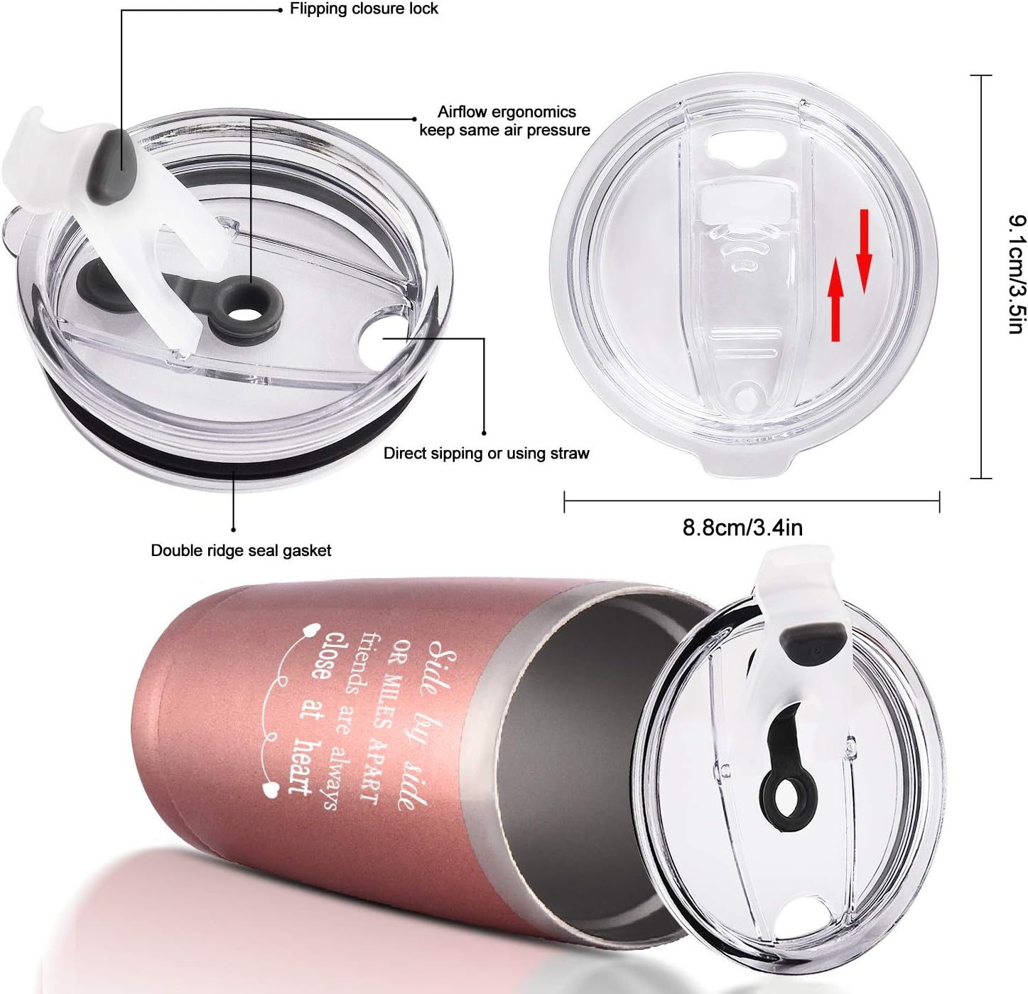 Free Shipping Offer Friend Tumblers for Women Friends Friendship, Side By Side or Miles Apart Friends Are Always Close at Heart Travel Tumbler, 20 Oz Stainless Steel Insulated Tumbler, Rose Gold