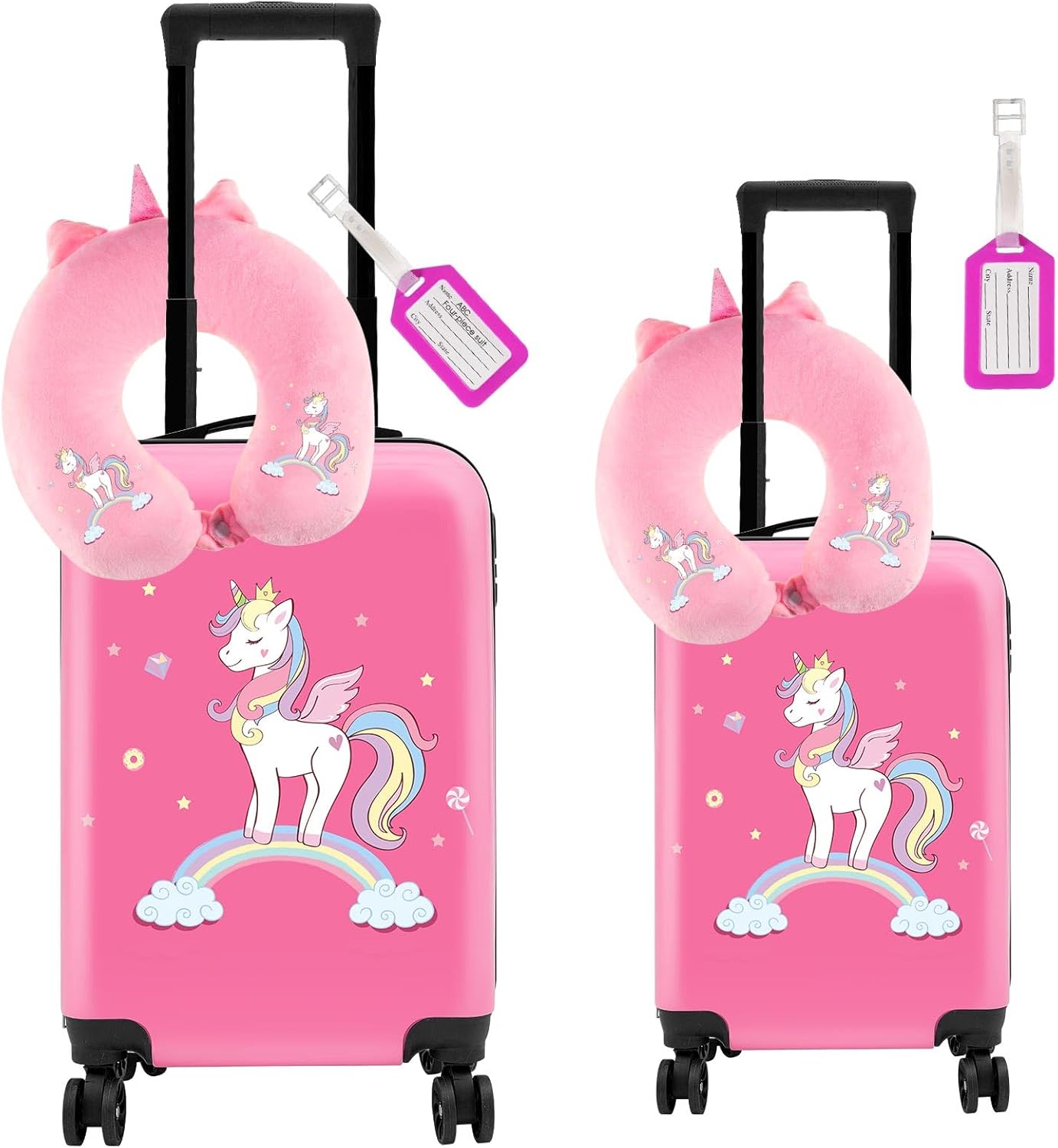 Amazon.com | Sanwuta 6 Pcs Unicorn Luggage 18 Inch, 20 Inch Kids ...