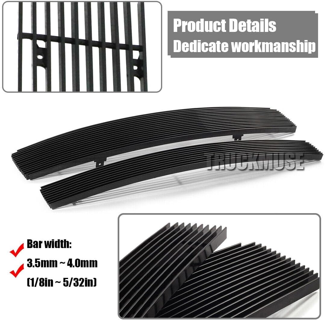 Front Grille Compatible with Nissan Maxima 2009-2014 Black Billet Main Upper Lower Bumper Grille Insert Combo 2010 2011 2012 2013 Replacement
