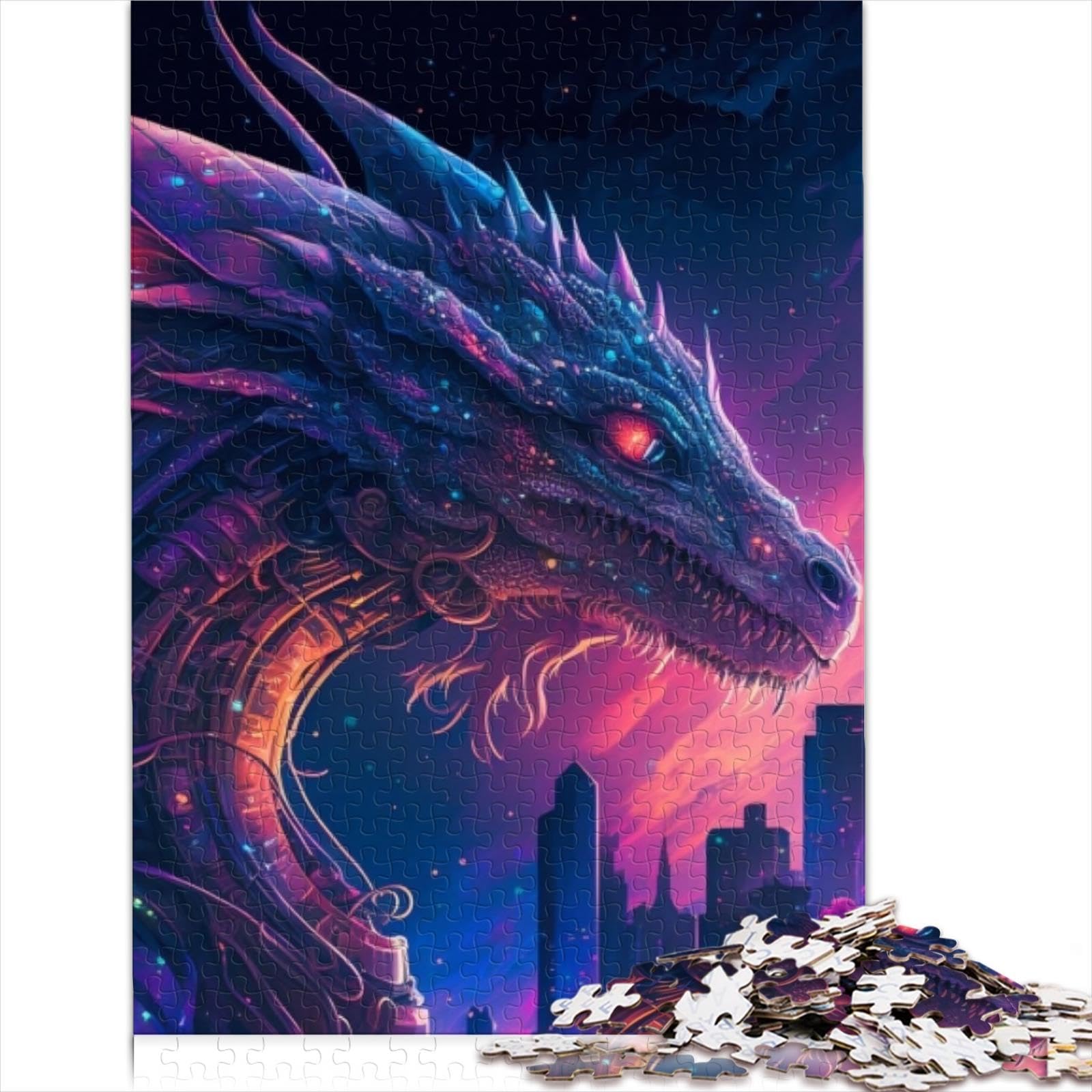 Puzzle per adulti 1000 pezzi di drago il puzzle 50x75 cm. Aiuta il cervello ad addestrare giocattoli avvincenti e promuovere la pazienza