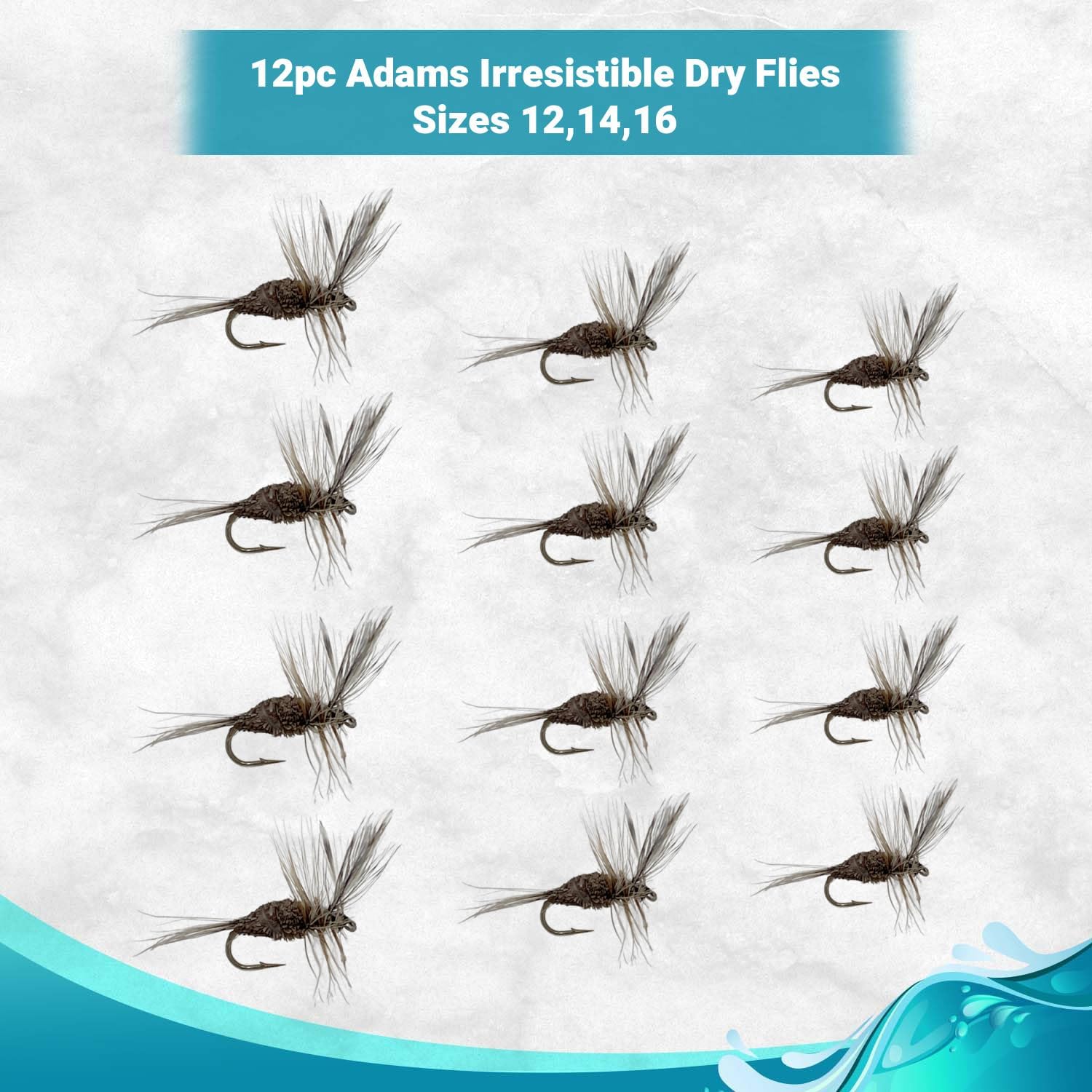 Feeder Creek Fly Fishing Flies | Premium Dry Flies | 12pc Fly Fishing Assortment | Trout and Bass Flies | Sizes 12, 14, 16