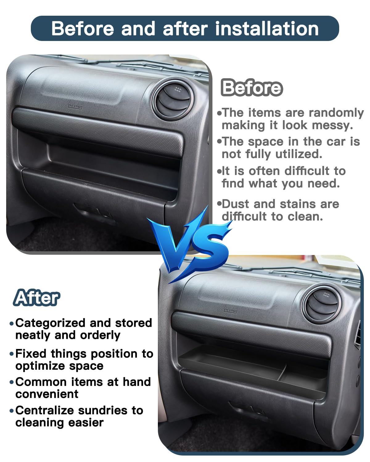 Ruiya Compatibile con Suzuki Jimny JB23 JB33 1998-2018 Portaoggetti Organizer, Console Centrale Posteriore Portaoggetti Consolle Vano Contenitore Portaoggetti Jimny Accessori