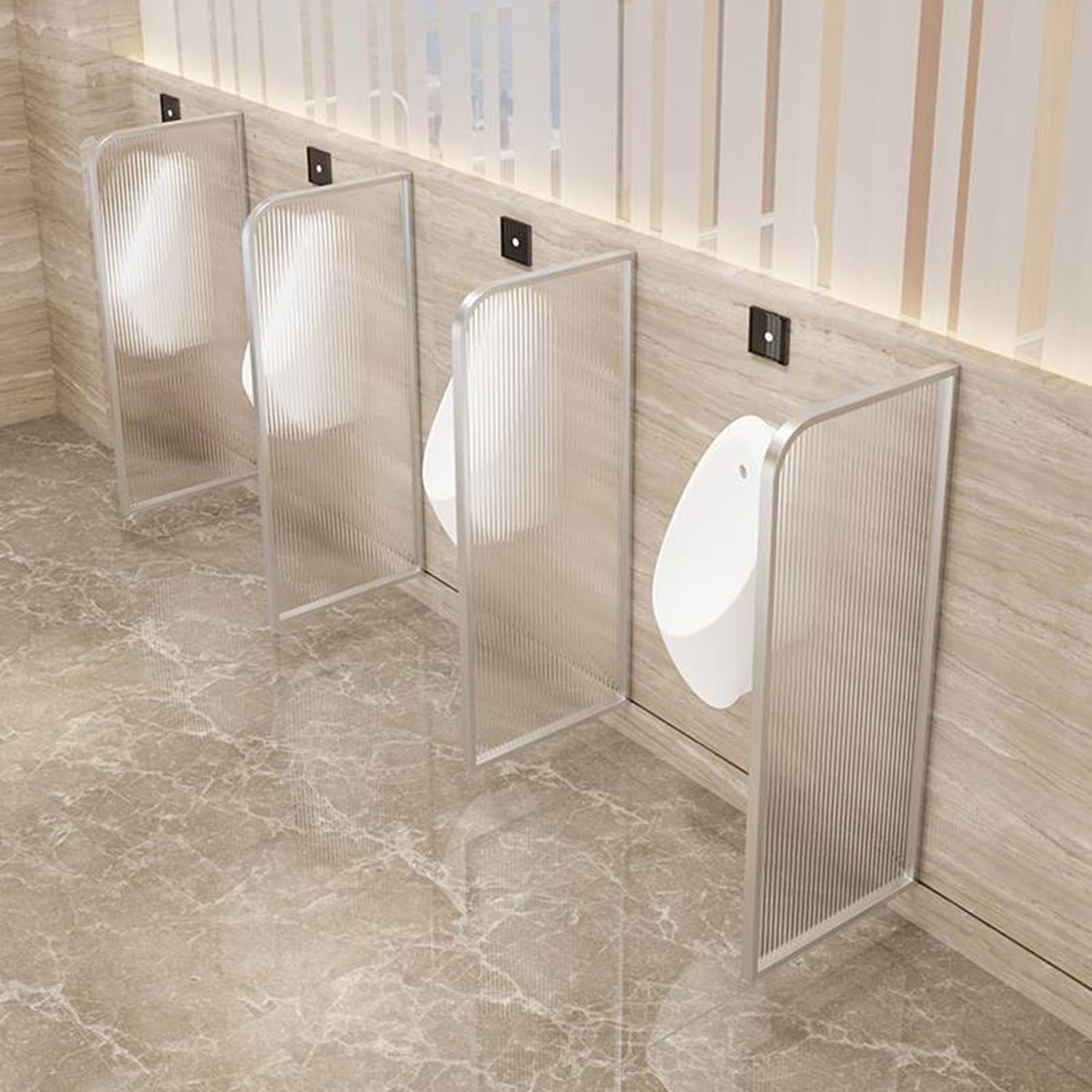 GLETSF Glass Room Divider Office Partition Tempered Glass Panels Table Dividers Panels Partitions,Waterproof Urinal Partition Panel For Hotel/Public Restrooms - Tempered Glass &-Silver-1Pcs