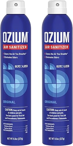 Ozium Desinfectante de aire y eliminador de olores de 8 onzas para hogares automóviles oficinas y más aroma original paquete de 2 Ozium Desinfectante de aire y eliminador de olores de 8 onzas para hogares automóviles oficinas y más aroma original paquete de 2