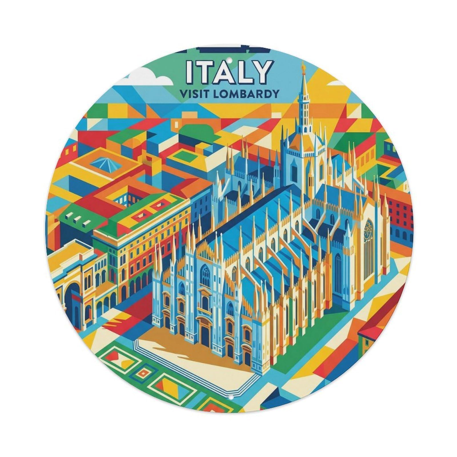 Vintage Travel Milan Italy Aerial Metal Tin Sign