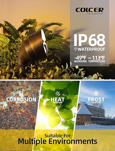 Miniatura 5 de COLOER Luz de inundación de latón fundido a presión para exteriores, iluminación de lavado de pared de bajo voltaje de 9 a 17 voltios, lámpara LED