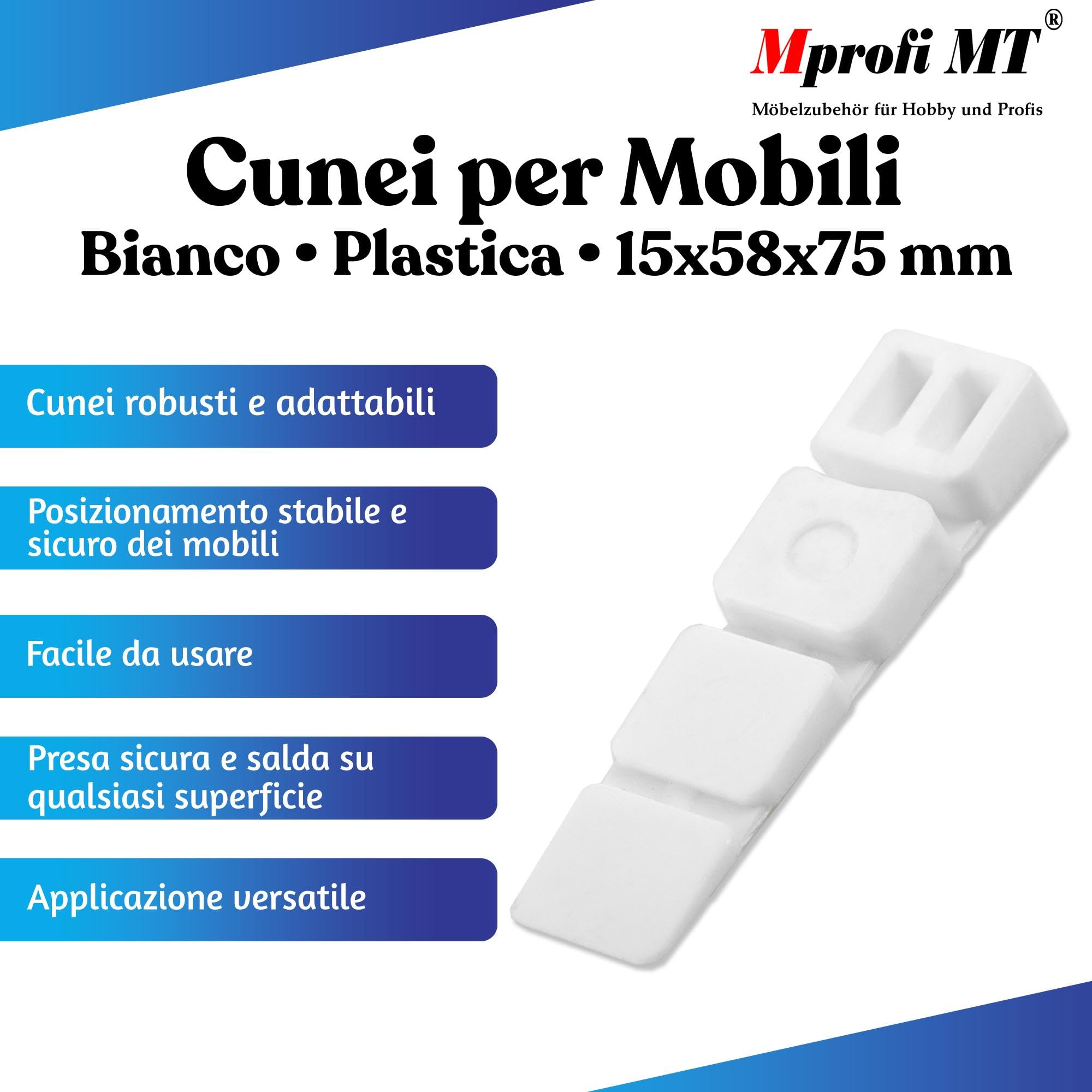 Mprofi MT Cunei per Mobili in Plastica Bianco 100 Pezzi Distanziatori Livellatori Spessori Regolazione