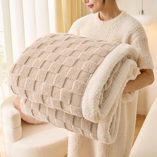 Sherpa Throw Fleece Blanket, Soft Fluffy Thick Blanket for Couch