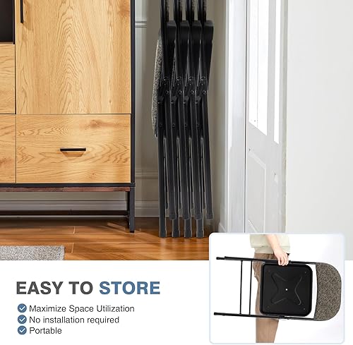 Miniatura 5 de DUMOS Paquete de 2 sillas plegables con cojín acolchado y respaldo, juego de sillas de comedor portátiles apilables de tela, para el hogar y la