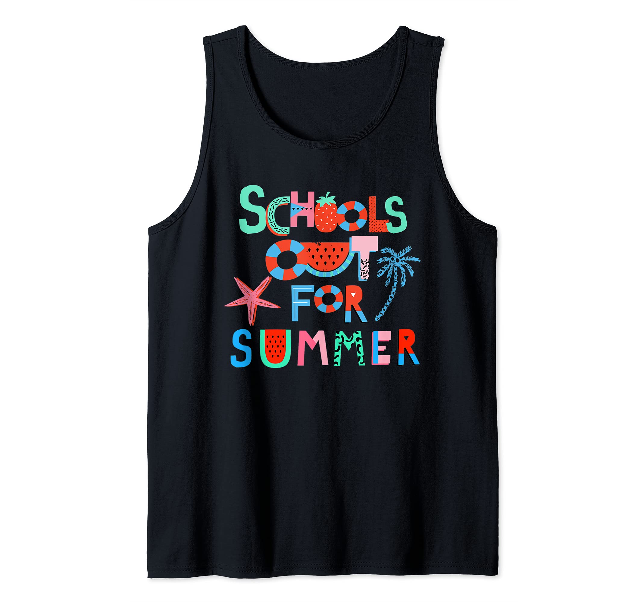 Schools Out For Summer Teacher Student Funny Tank Top, Black