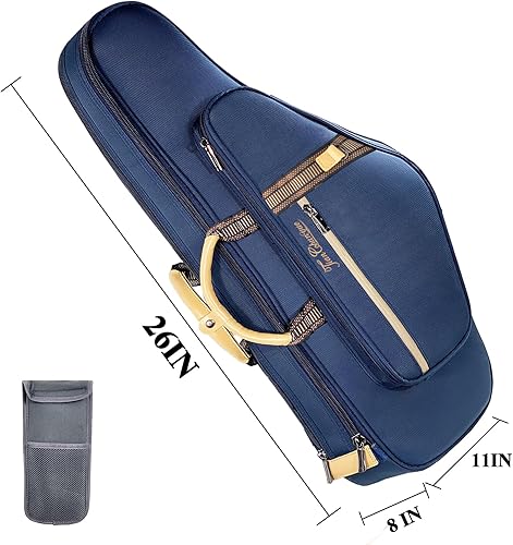 Miniatura 3 de Estuche para saxofón alto, mochila de transporte con correas para mochila, bolsa de concierto, doble hombro oculto, bolsa ligera