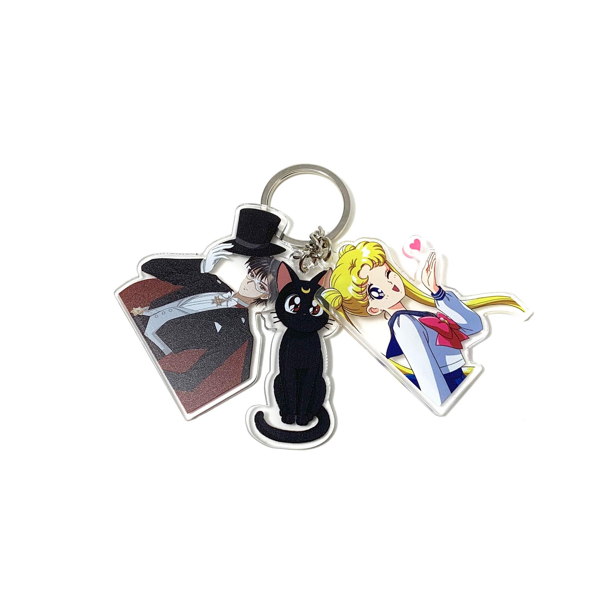 AkinaWay Sailor Moon Luna Tuxedo Mask Premium Acrylic Keychain, Black, M
