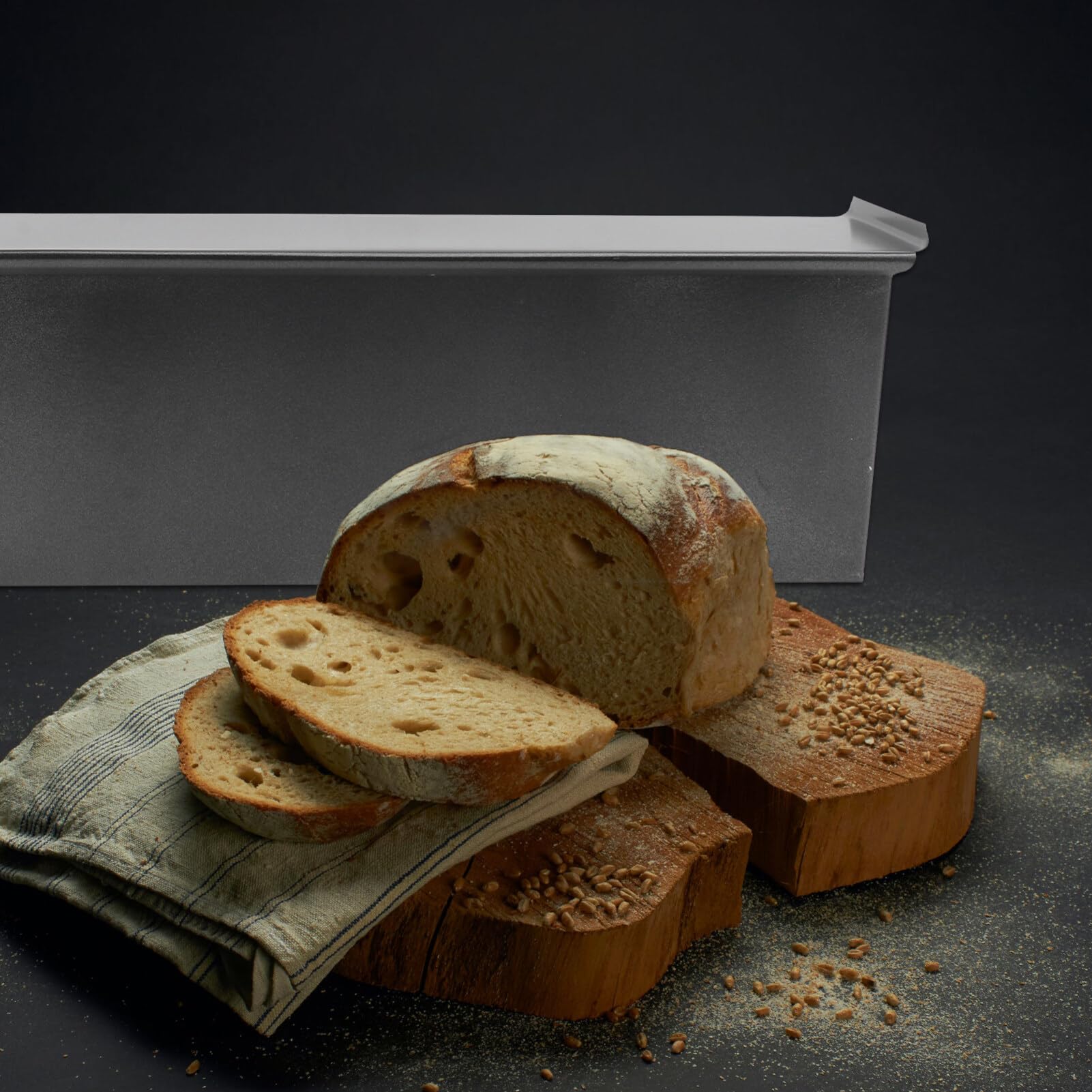 MAGICLULU Rechteckige Brotbackform mit Deckel 750g, Edelstahl, Schwarz