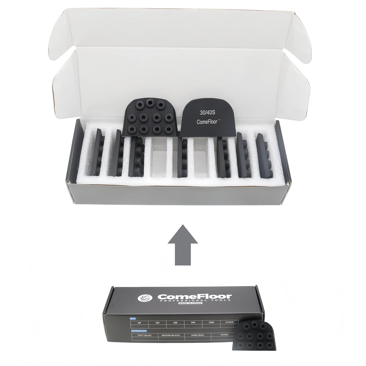 Concrete Floor Grinding Discs, Diamond Metal Grinding Tooling for Lavina Grinders, Concrete Preparation & Thin Epoxy Remove, Dot Segments 30/40 Grit Soft Bond, Pack of 9