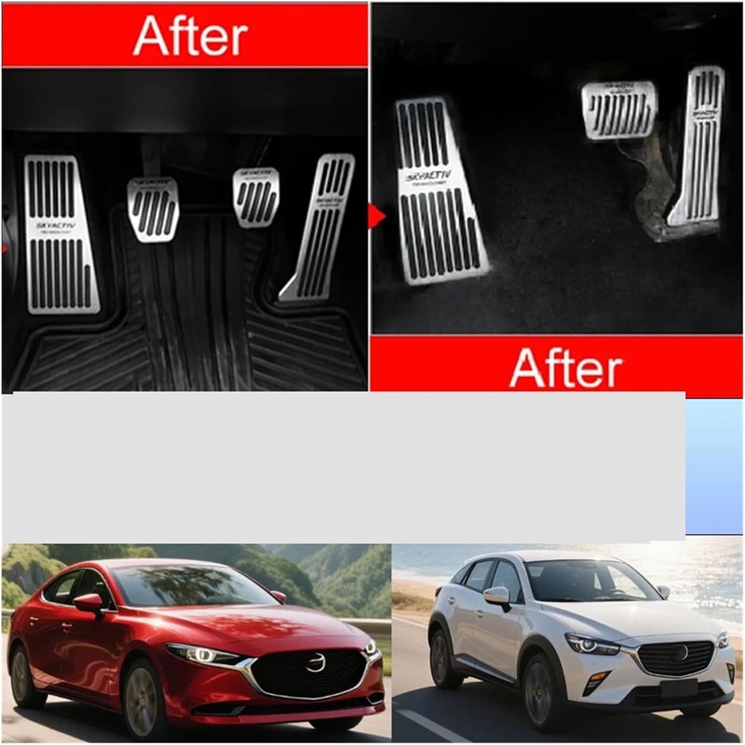 Car Accelerator Footrest Pedal Brake Clutch Pad Accessories Fit For 2 3 6 BM GJ CX-5 CX5 KE KF CX-3 CX7 CX-8 CX-9 Axela ATenza(LHD AT 3pcs Silver)