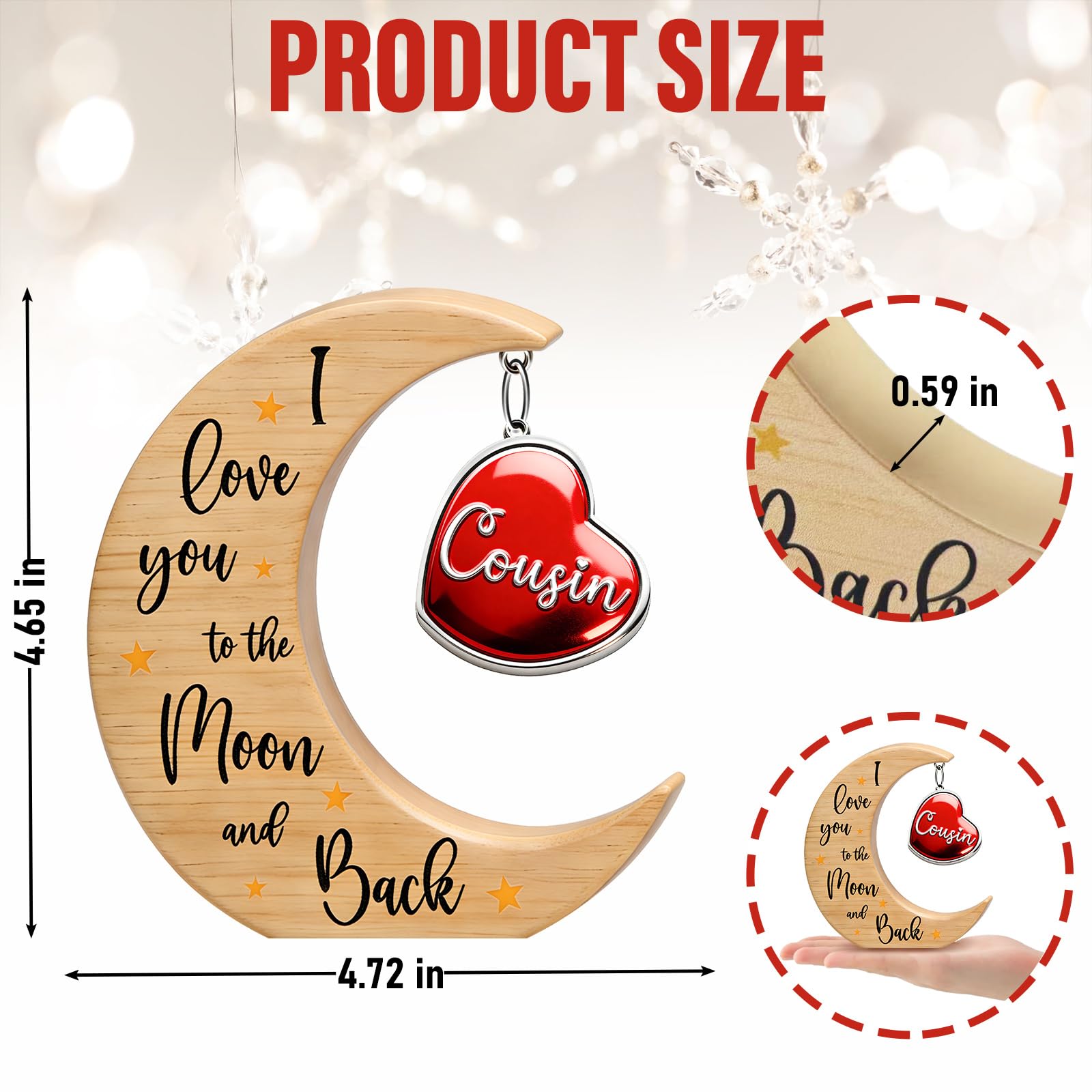 Cousin Gifts for Women Cousin Birthday Gift for New Cousin Sister Mothers Day Thanksgiving Christmas Valentines Day Gift for Cousin Female Keepsake Moon Table Sign