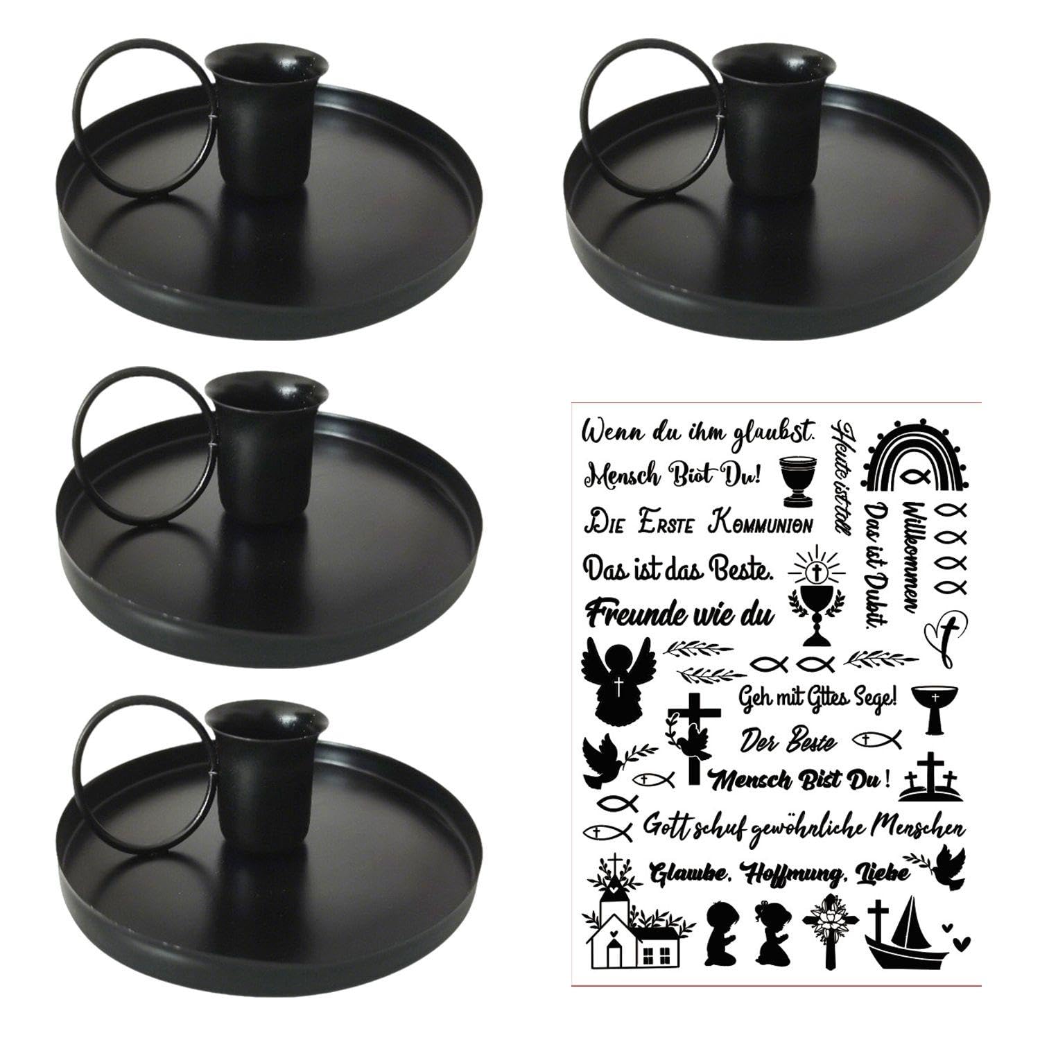 EJUFNS 4 Pieces Of Iron Candlesticks, 1 Candle Sticker, Retro Romantic Candlestick, Holiday Decorations, Party Atmosphere Accessories, Waterproof Stickers, Candle Decorations.