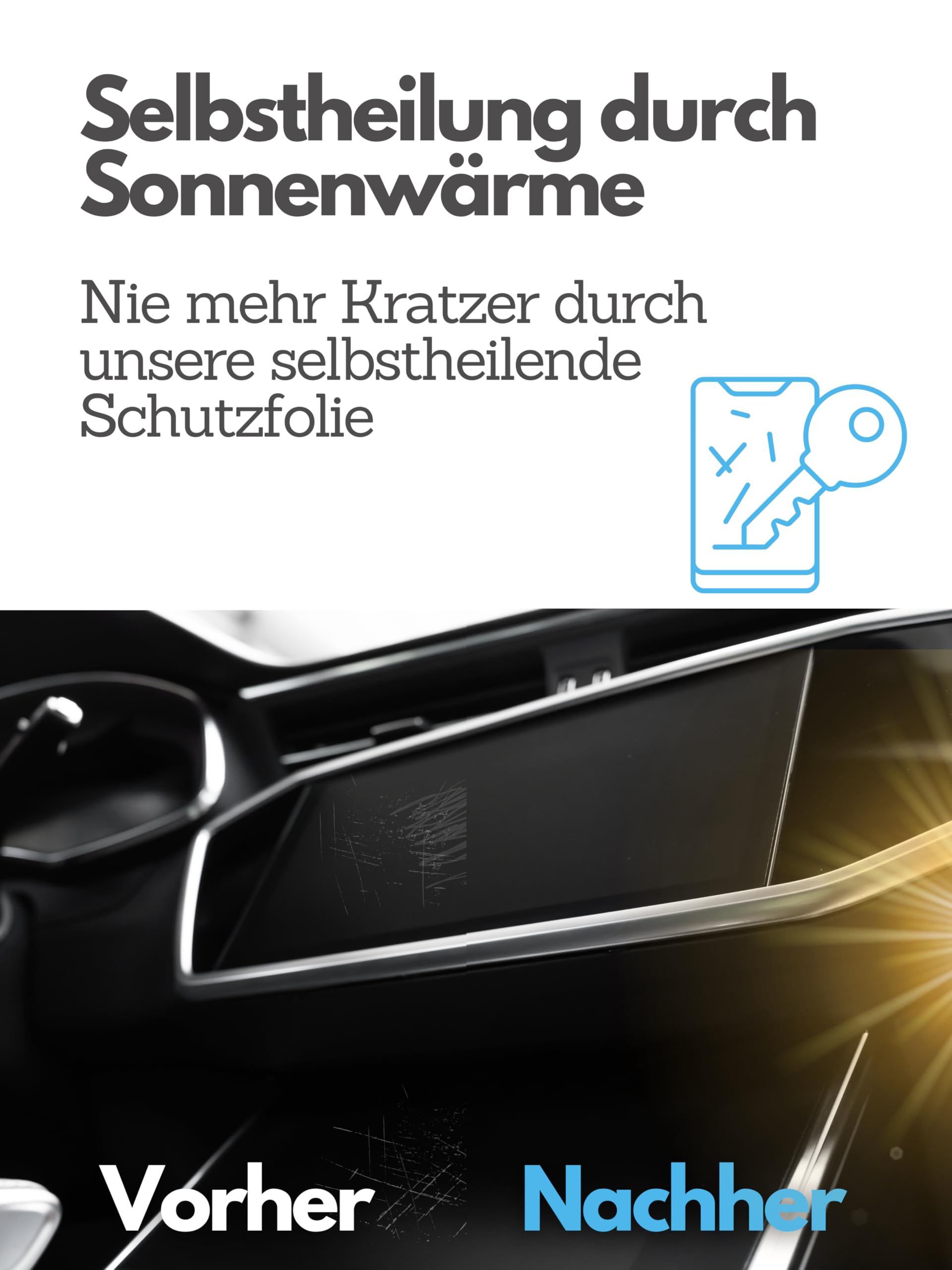 DISSKIN® Displayschutzfolie kompatibel mit versch. Audi Modellen, selbstheilend durch Wärme, Matt, antibakterielle Beschichtung, Anti-Fingerabdruck (Kompatibel zu Q7 / SQ7)