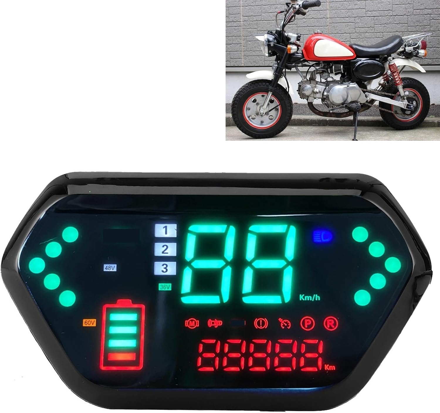Motorcycle Odometer Gauge 60V Tachometer Odometer Tachometer Digital Display Universal for Electric Motorcycle auto accessories