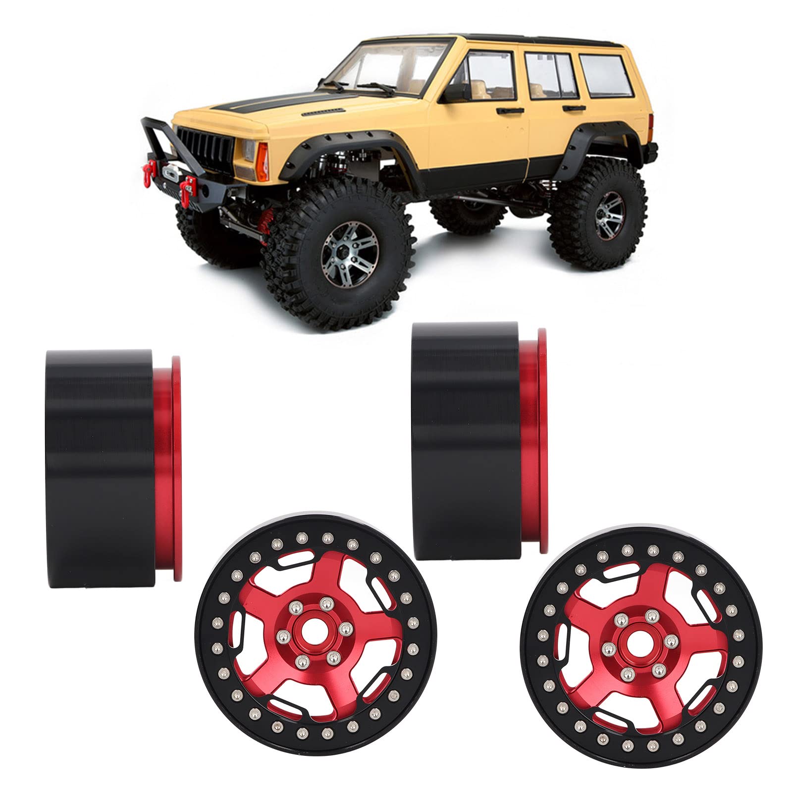 Piasta koła samochodu RC Stop aluminium do osi samochodu gąsienicowego 1/10 SCX10 (Czerwony)