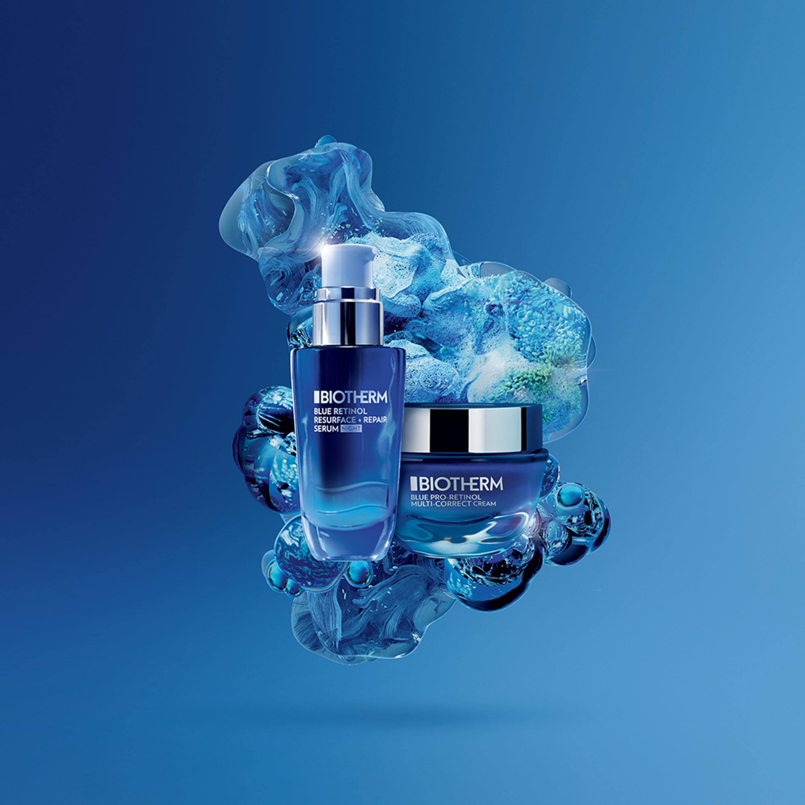 Biotherm Blue Retinol Resurface + Repair Night Serum, regenerierendes Gesichtsserum für die Nacht, mit Retinol und Hyaluron, Anti Aging Serum, für ein verbessertes und gestrafftes Hautbild, 30 ml