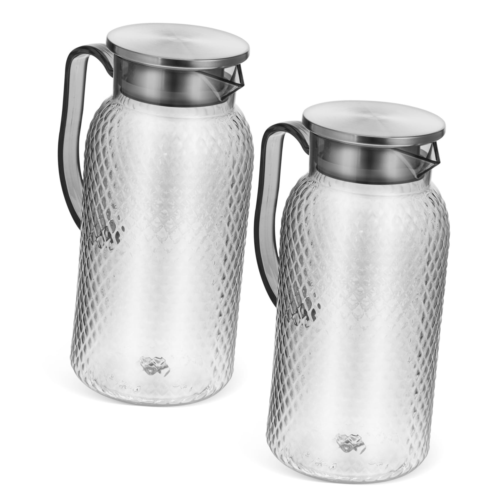 SOLUSTRE Lot de 2 Pichets à Jus en Plastique 1,8 L, Récipient à Boissons Résistant aux Chocs, Nettoyage Facile, pour Jus et Eau, Usage Quotidien