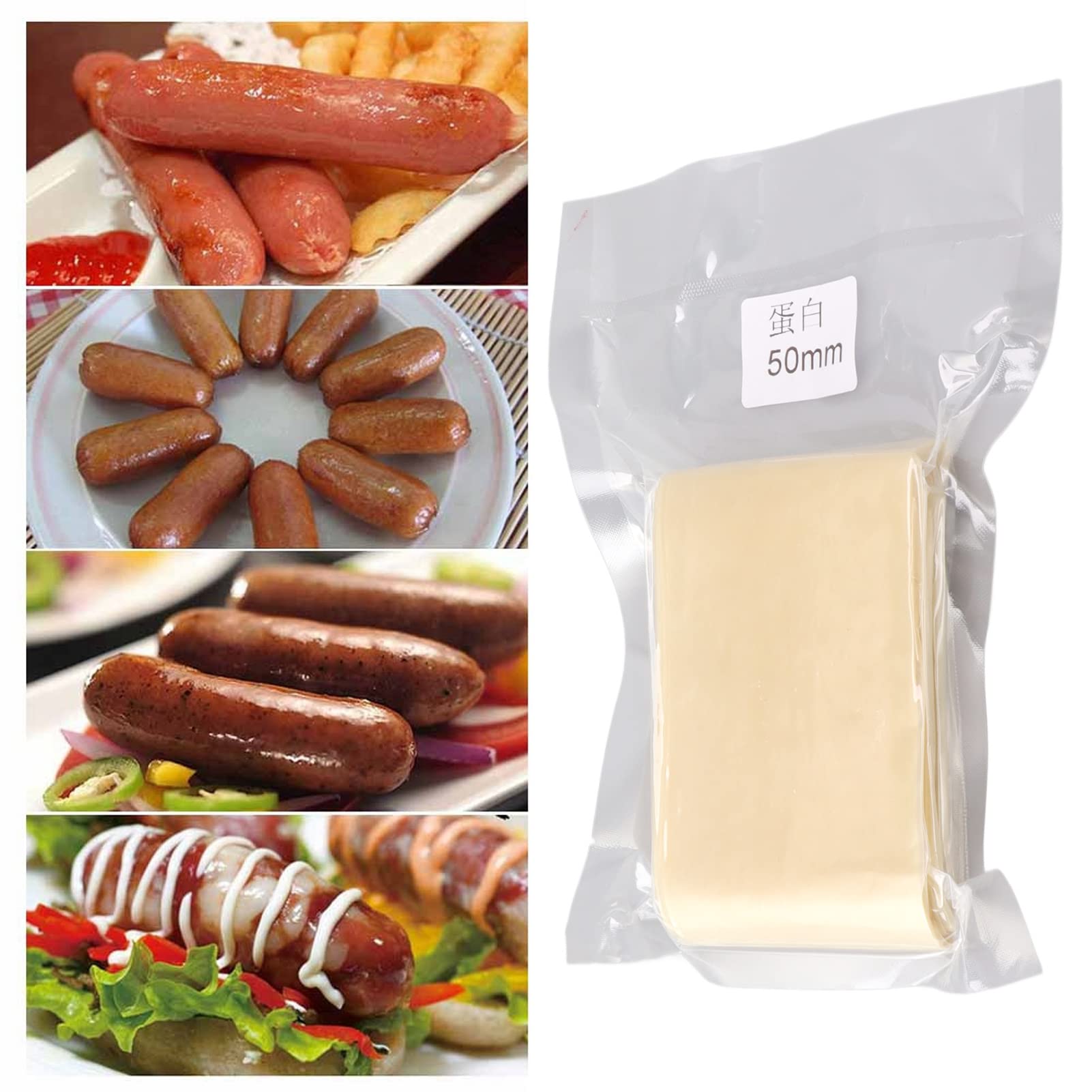 Gavigain Wurstdärme, 2 Zoll breite essbare sichere Wurstdärme, gesalzene Schafsdärme Wurstdarmrohr für Wurstmacher 50m Würste Schinken Wurstwerkzeug für Wurst Schinkenherstellung