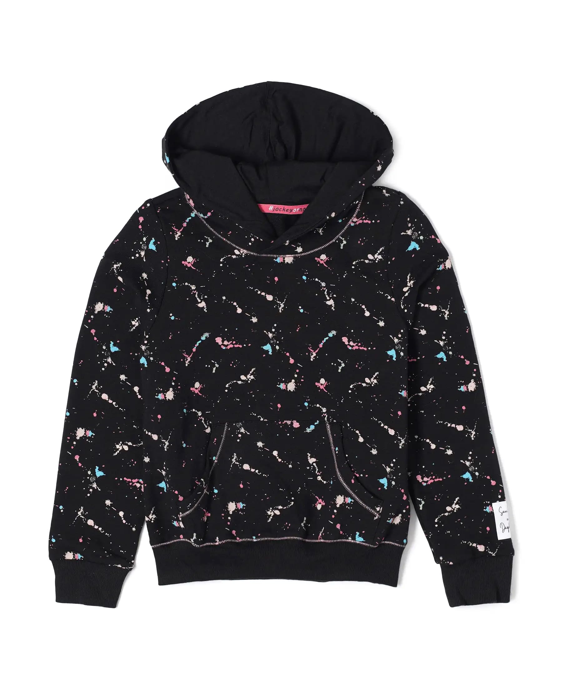 Jockey CG26 Girls Super Combed Cotton Elastane Stretch French Terry Printed Hoodie Sweatshirt-image-11
